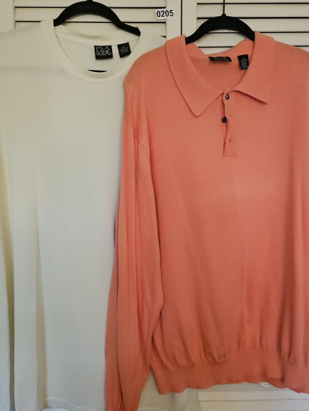 Lot of 2 Jos. A. Bank Men's Shirts: Short Sleeve T-Shirt, Long Sleeve Polo 205
